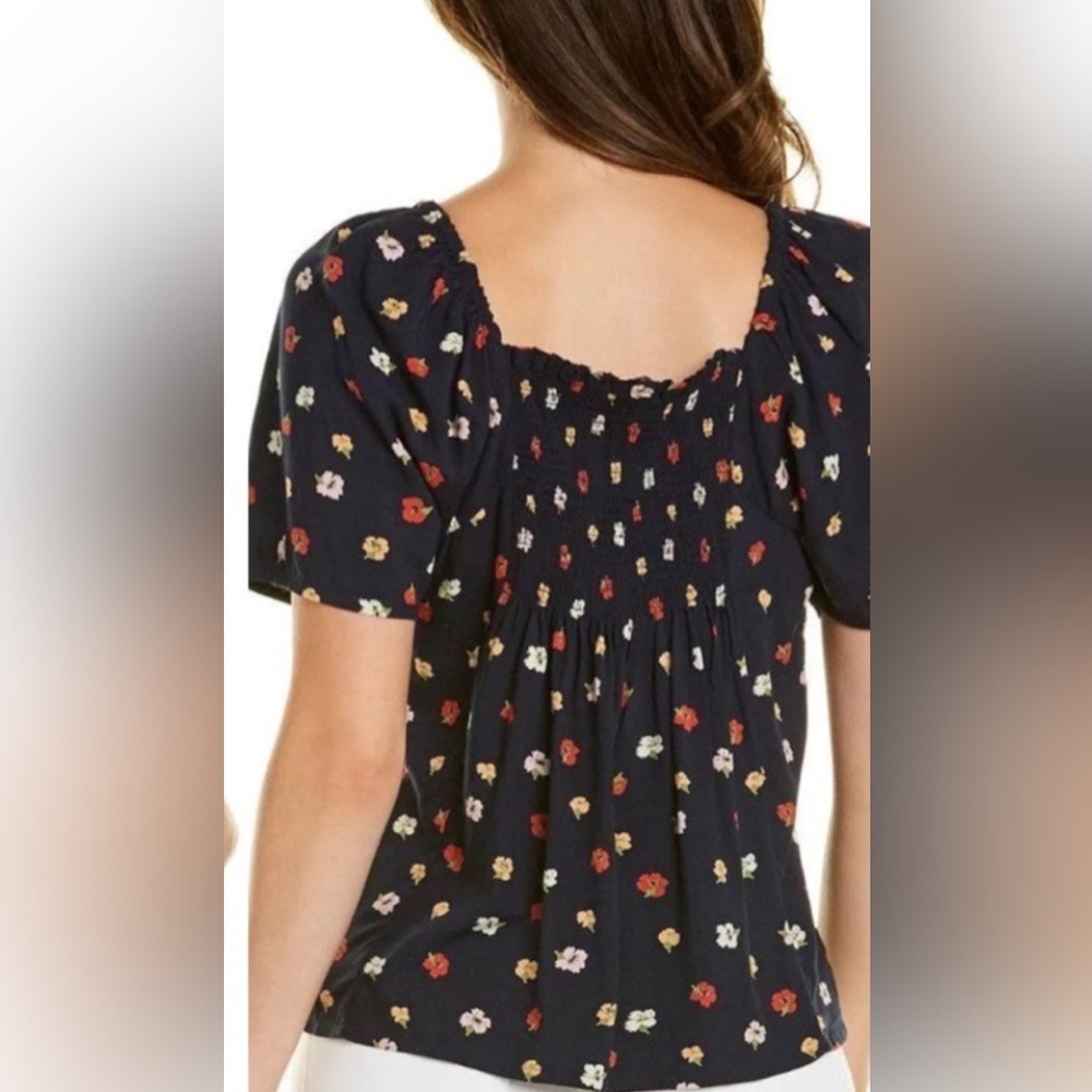 Madewell Seamed Button-Down Shirt in Confetti Floral Navy - Size S - Picture 2 of 4